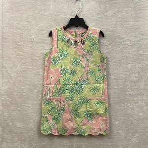 Lilly Pulitzer Pink and Green Giraffe & Floral Kids Casual Dress